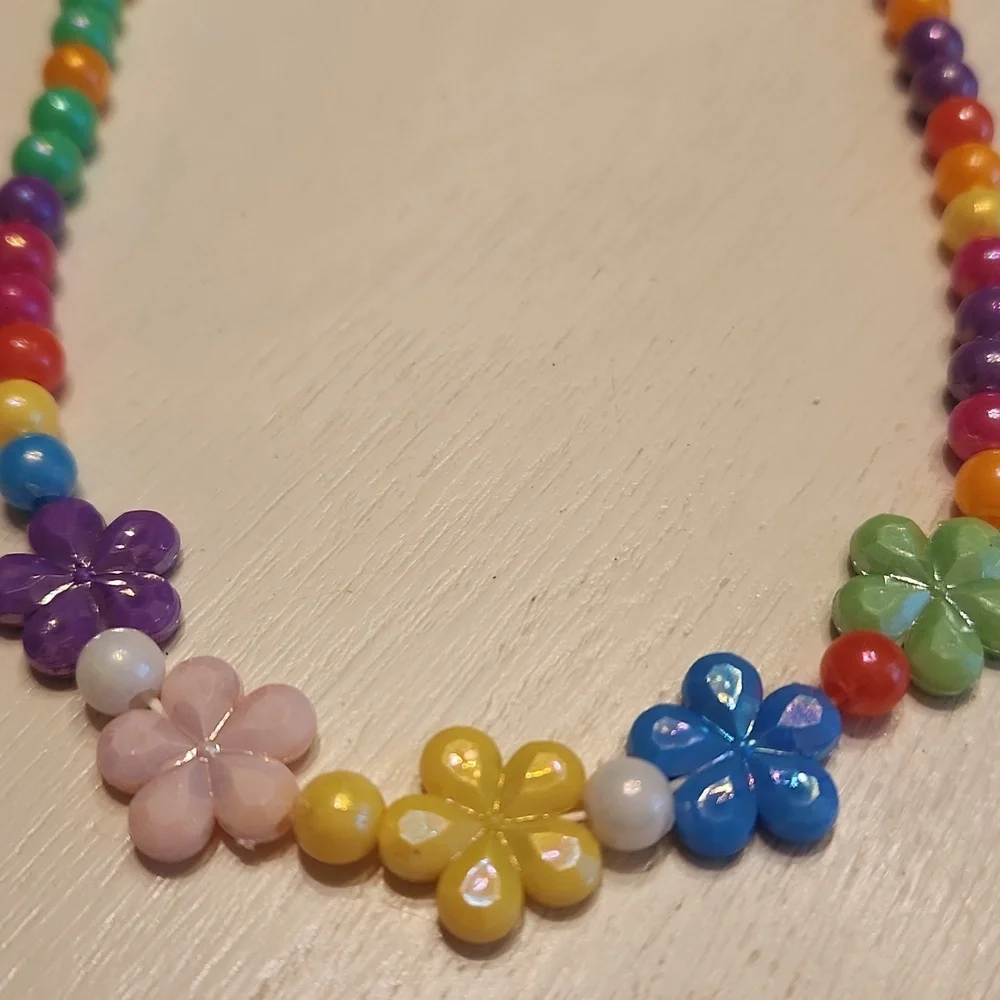Colorful Flower Beaded Kids Necklace - Kids Jewelry - Kids Accessories